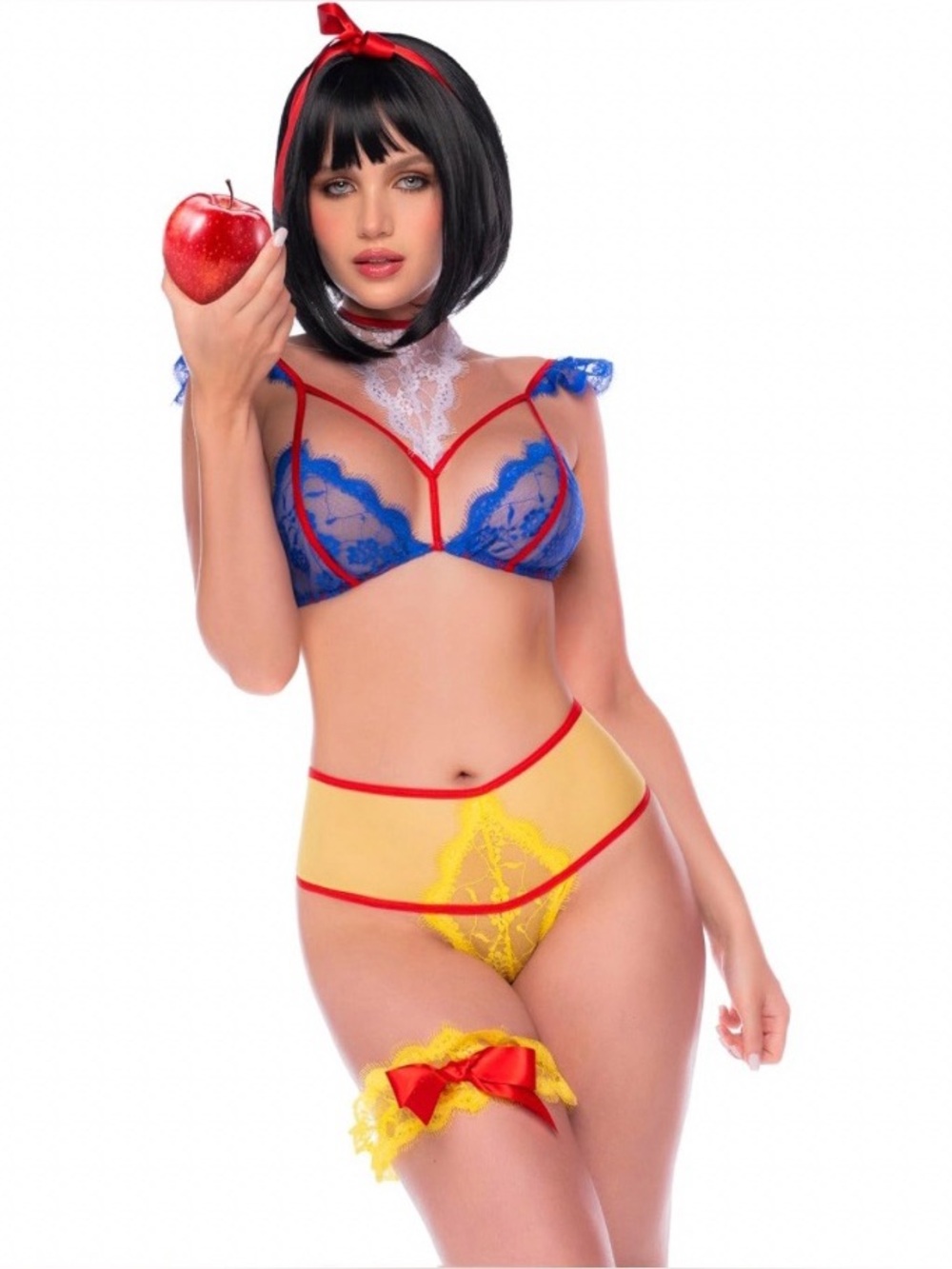 Modern Boho Snow White Lingerie Set 3 Piece Poisoned Apple Cosplay Costume NWT